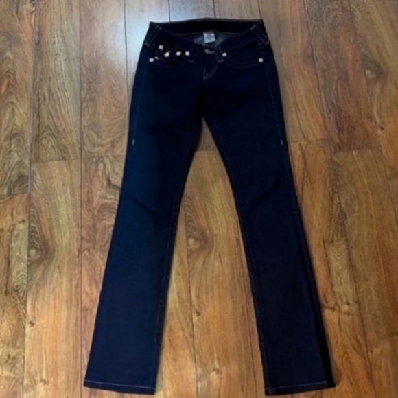 New True Religion Dark Wash Jeans With Gold Detailing 33" Inseam - Picture 3 of 6